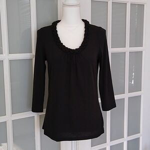 Talbots Petites Black Scoop Neck Blouse
